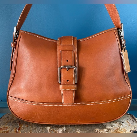 Vintage Coach Hampton Saddle Brown Leather Hobo Shoulder Purse 7583 - Picture 4 of 17
